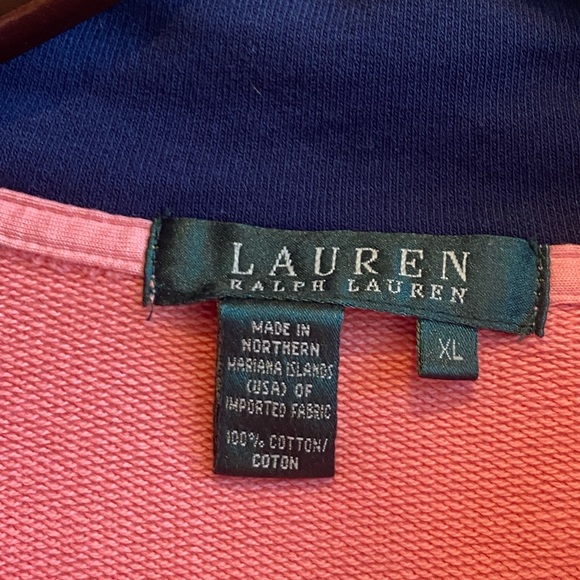 Ralph Lauren Lauren 100% Cotton Salmon Pink Pullover Sweatshirt Size XL - Picture 5 of 9